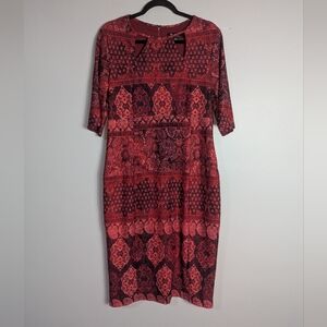 12 Be by Chetta B Red Print Sheath Dress